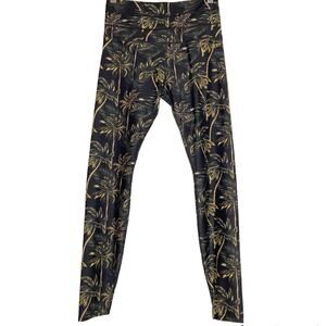 Lorna Jane High Waisted Leggings Tropical Tree Pattern 7/8 Length Black 4 S 26"